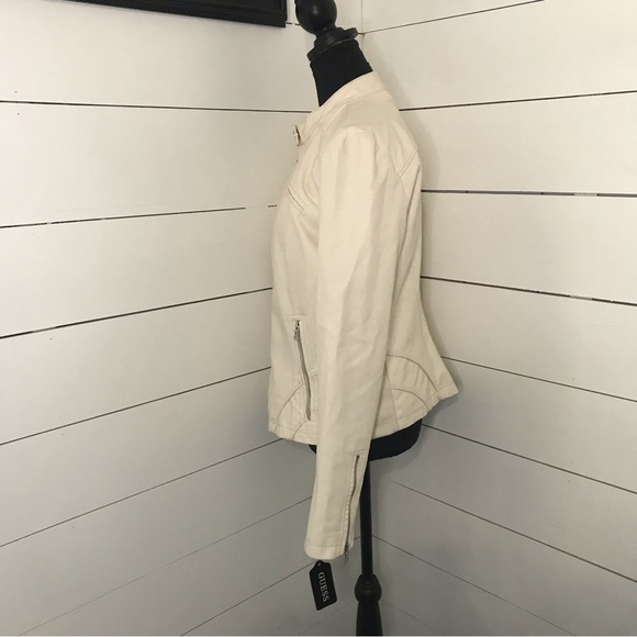 Guess Faux Leather Racer Jacket Size L NWT - Picture 5 of 11